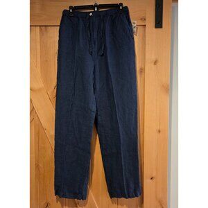 New! Y2K VTG Talbots Women M Irish Linen Pants Drawstring Elastic Waist Coastal